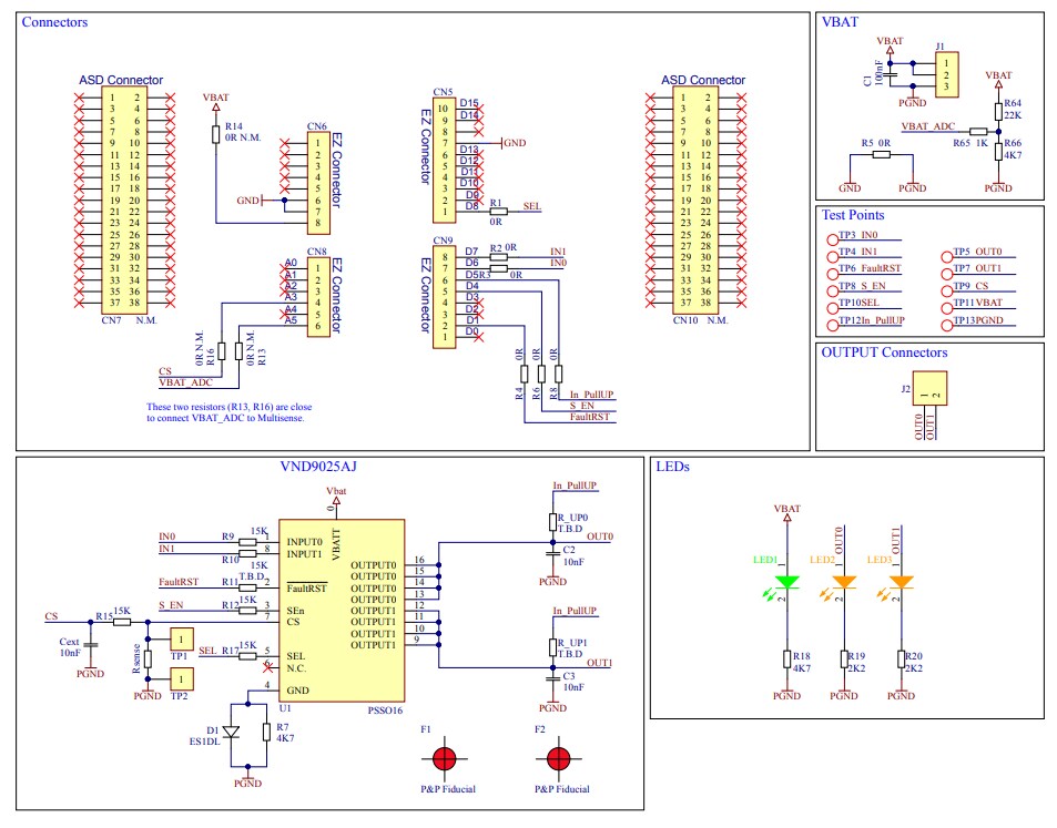 Schematic - STMicroelectronics EV-VND9025AJ Evaluation Board